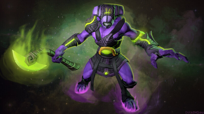 purple warrior with glowing axe