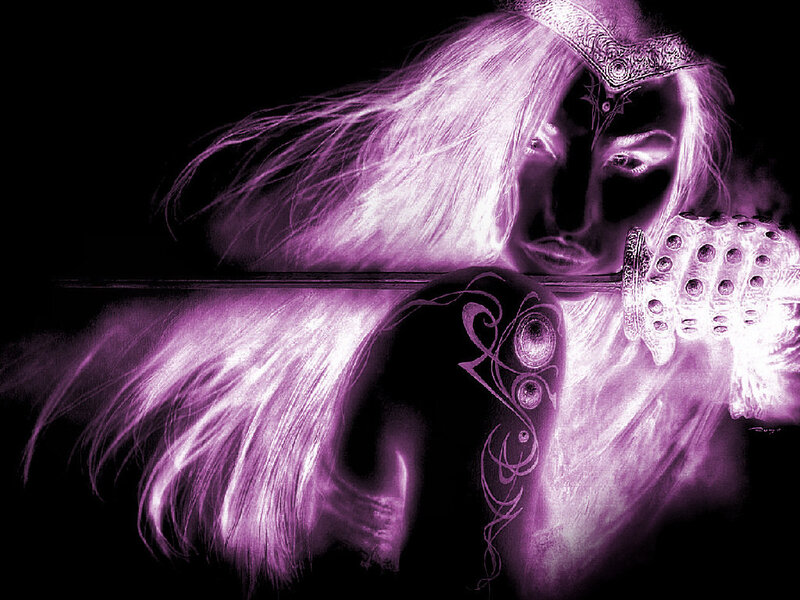 purple warrior with sword