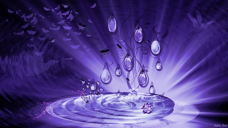 Purple Water Droplets — Serene