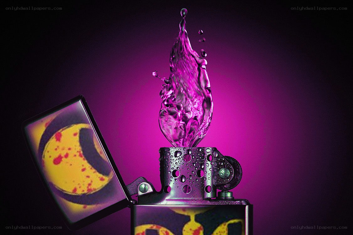 Purple water splash on lighter