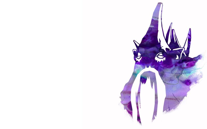 purple watercolor dragon head