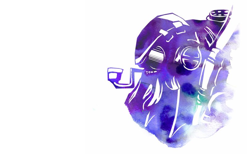 purple watercolor robot illustration