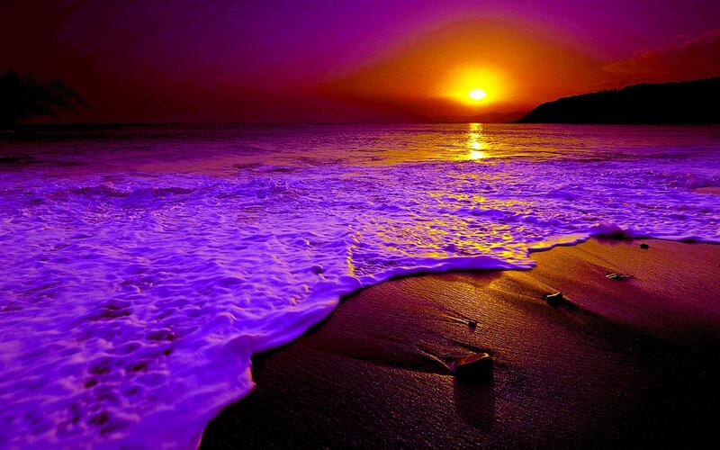 Purple Waves at Sunset — Dramatic
