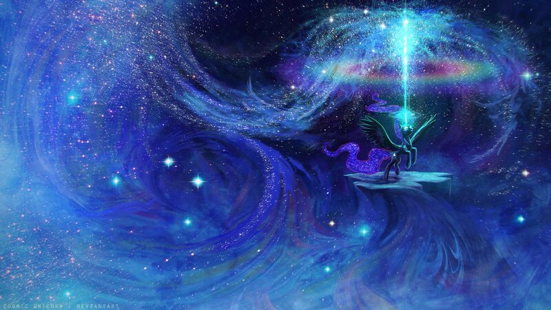 Purple Winged Unicorn — Blue, Cosmic