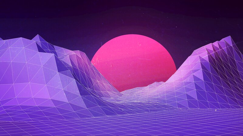 Purple Wireframe Mountains