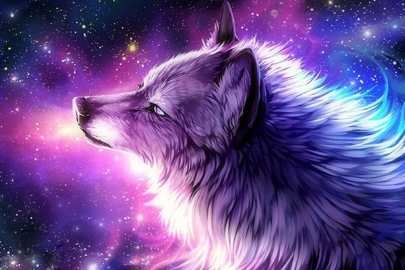 Purple Wolf in Space