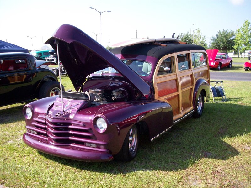 Purple Wood-paneled Car