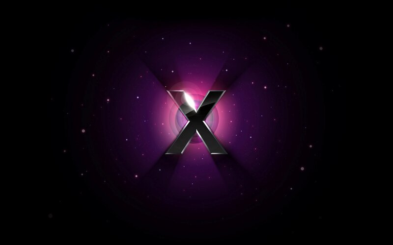 Purple X logo on dark background