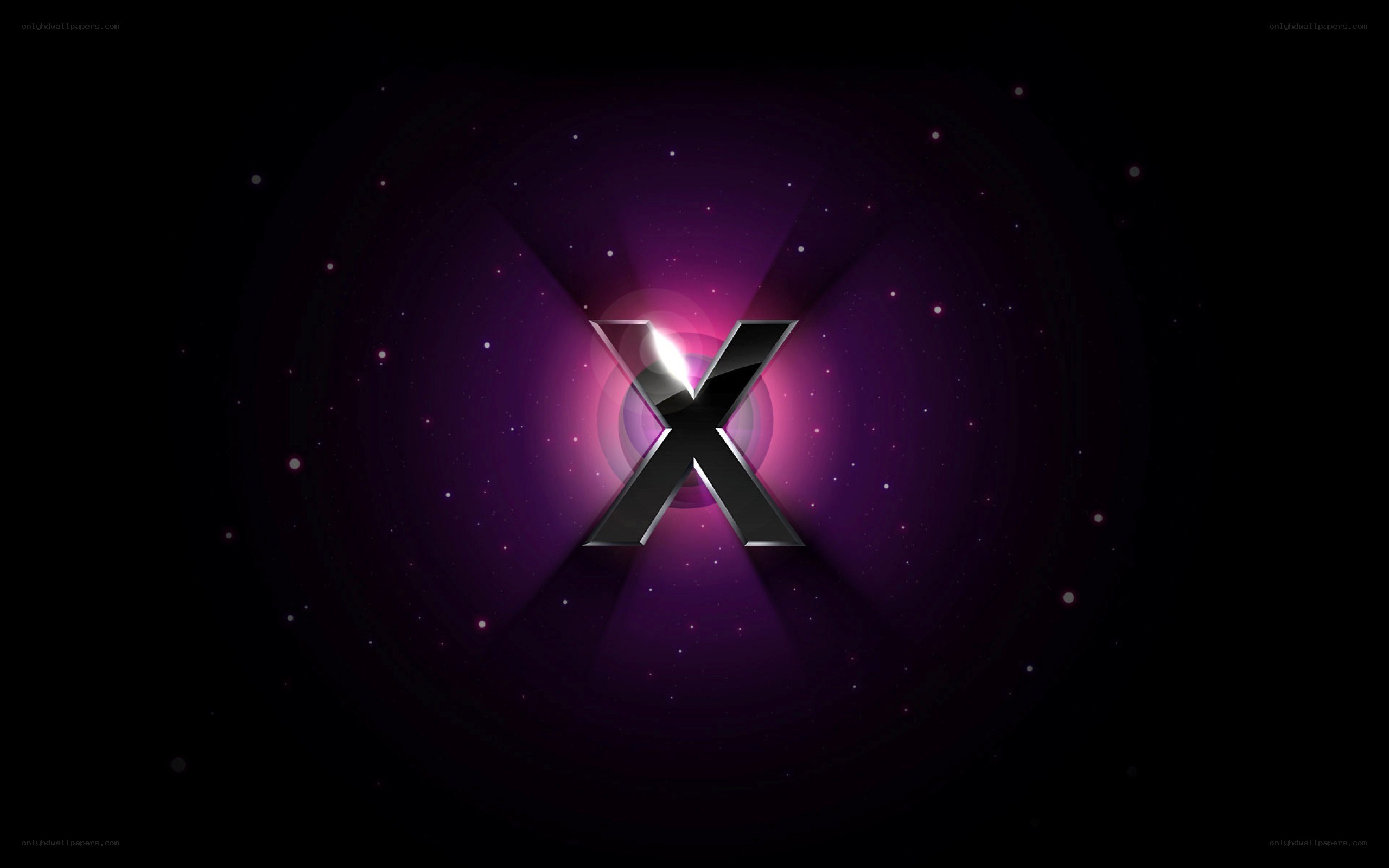Purple X logo on dark background