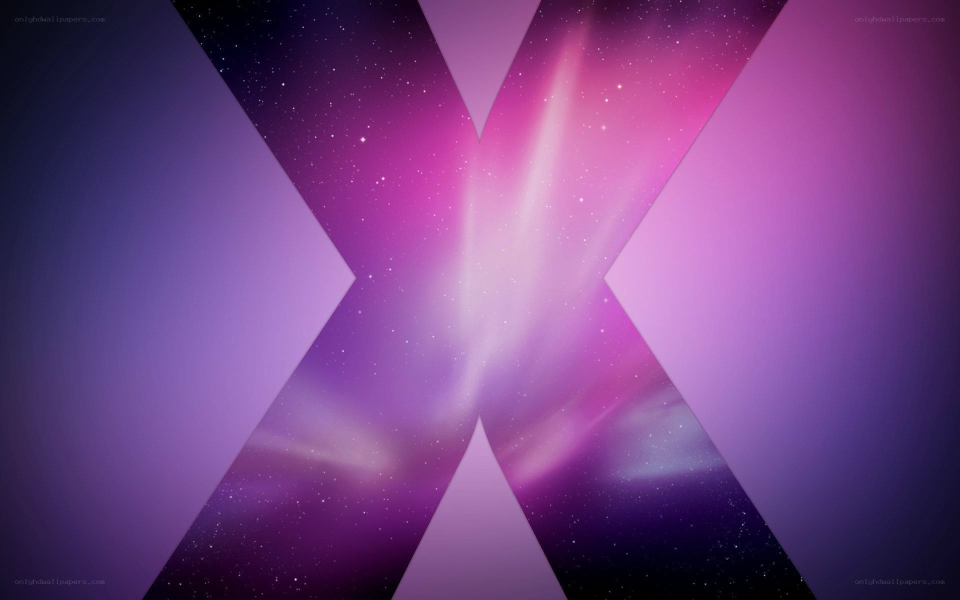 Purple X logo on starry background