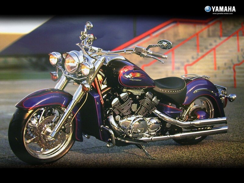 Purple Yamaha cruiser motorcycle