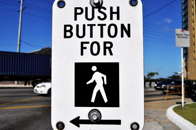 Push button for pedestrian crossing