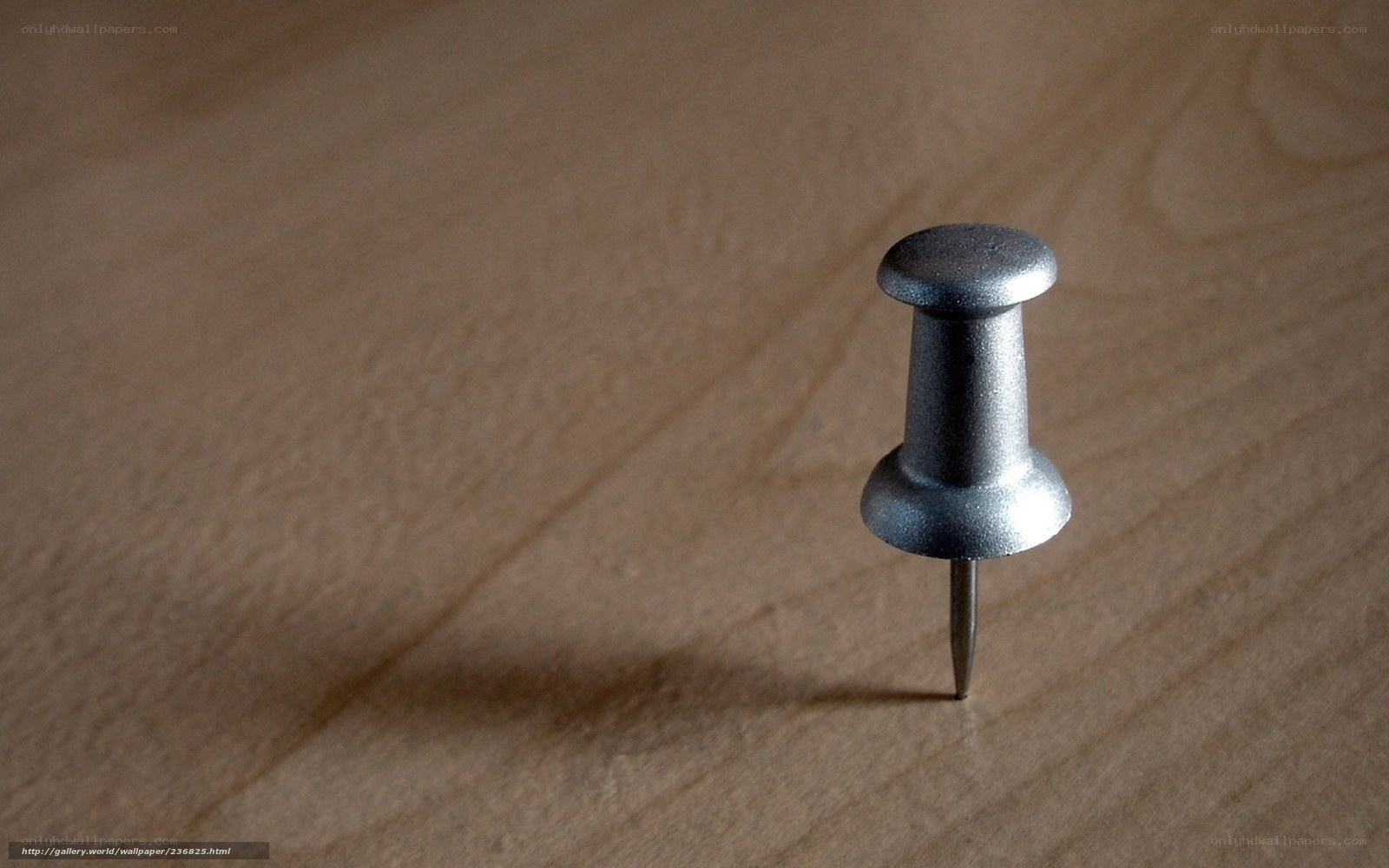 push pin on wooden surface