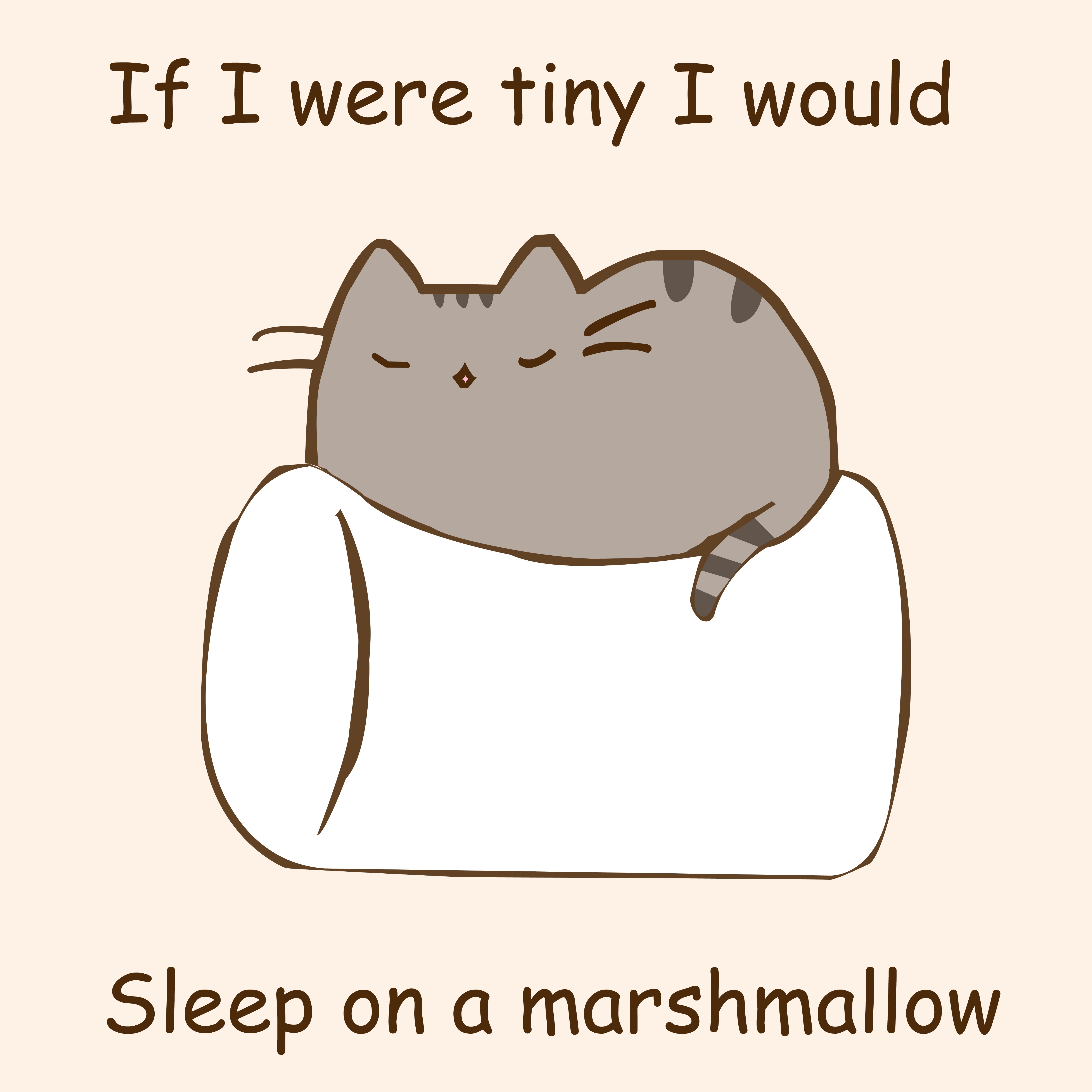 Pusheen on a marshmallow