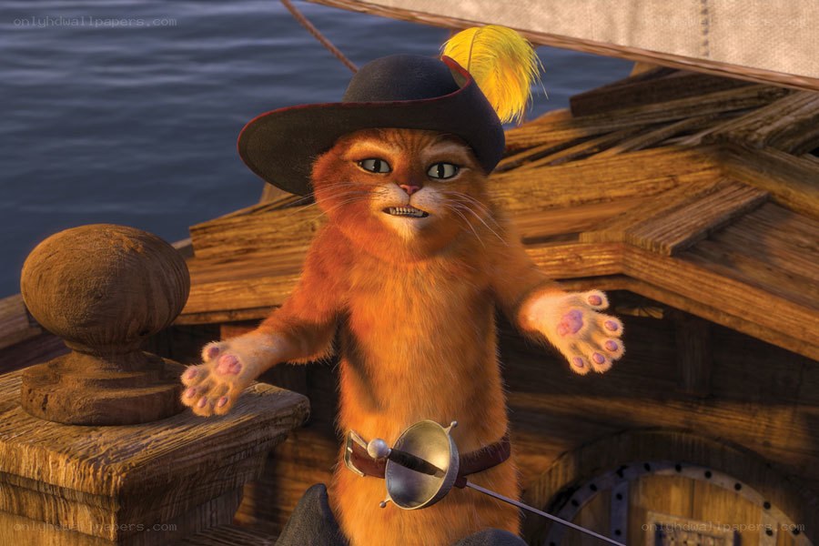 Puss in Boots on a ship