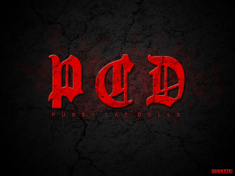 Pussy Cat Dolls logo on cracked wall