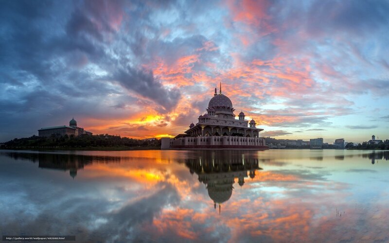 Putra Mosque at Sunset — Orange