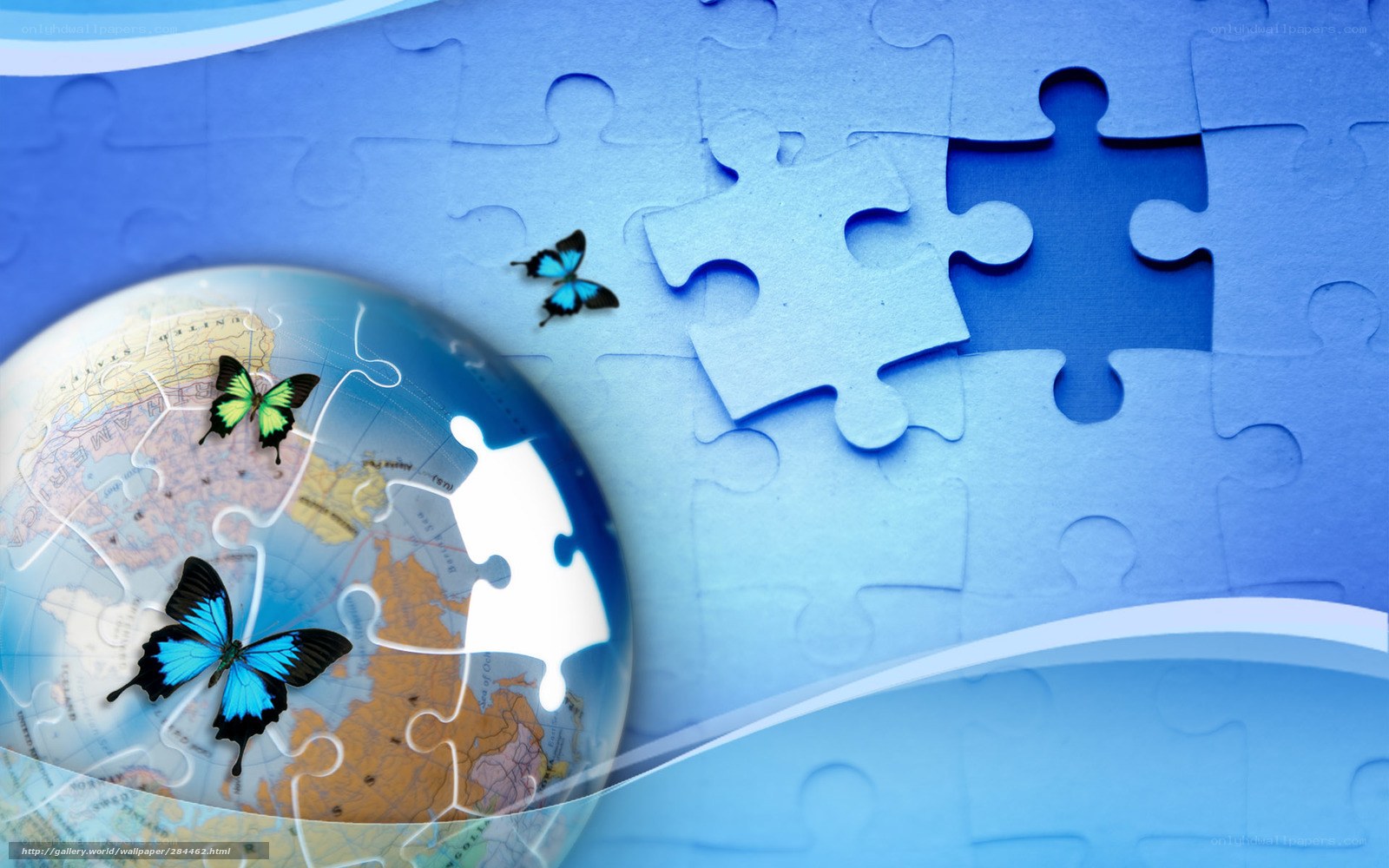 Puzzle globe with butterflies