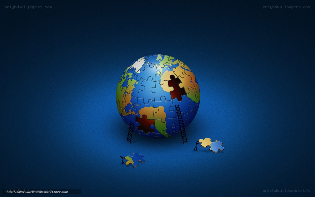 Puzzle globe with missing pieces