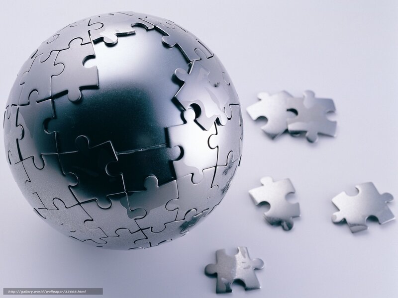 Puzzle globe with pieces