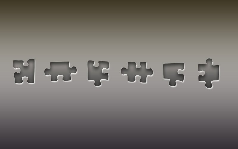 puzzle pieces in a row