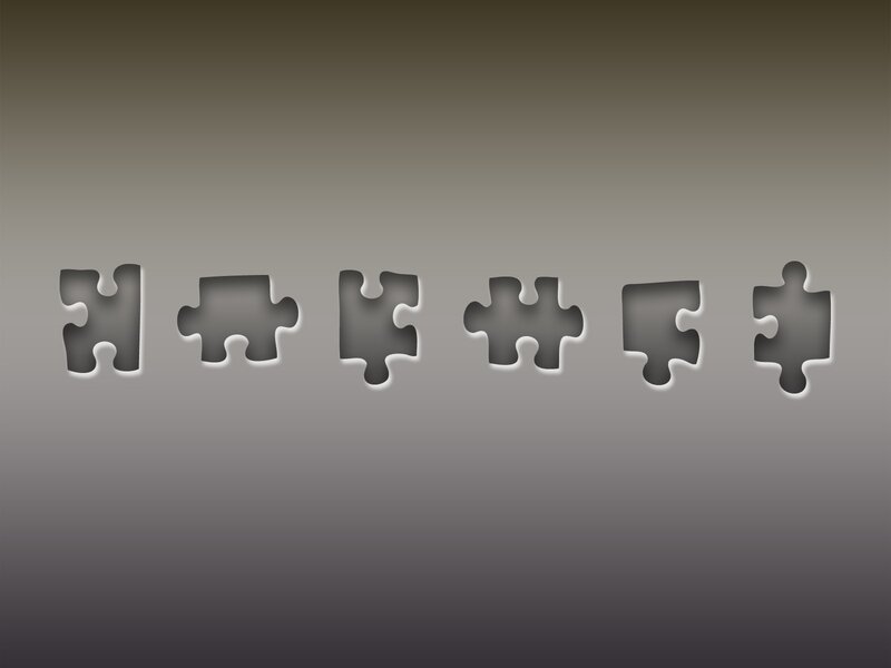 puzzle pieces in a row