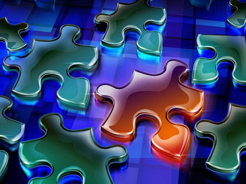 Puzzle Pieces on Blue Background