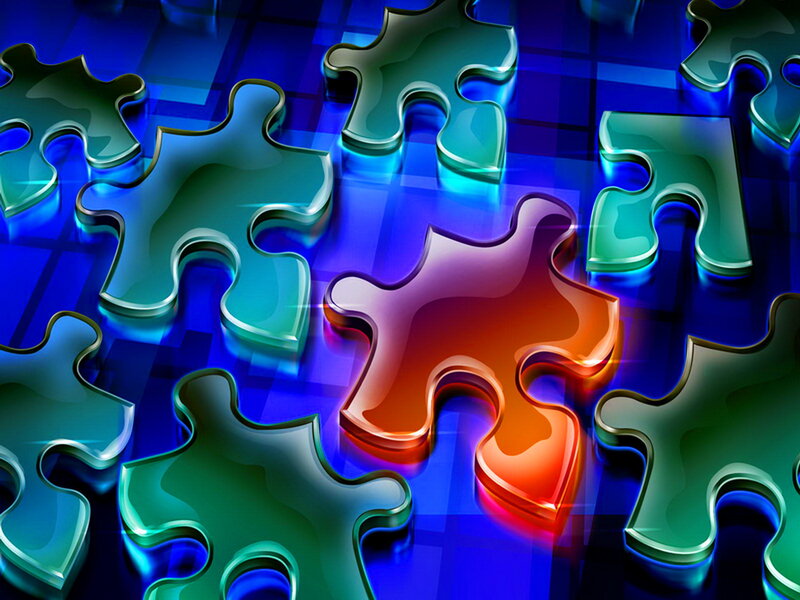 Puzzle Pieces on Blue