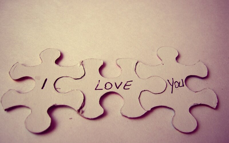 Puzzle Pieces with Text — White, Romantic, Photograph, Puzzle Pieces