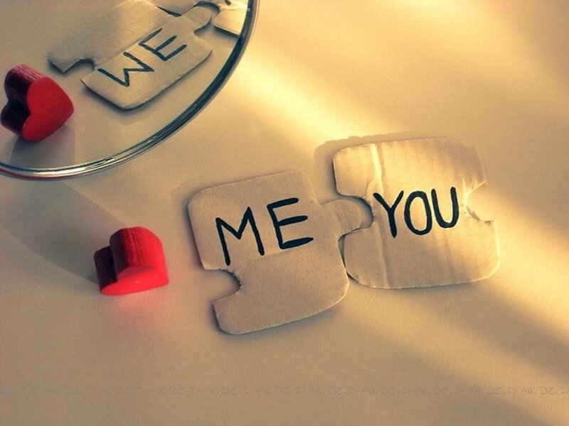 Puzzle Pieces with Text — White, Romantic