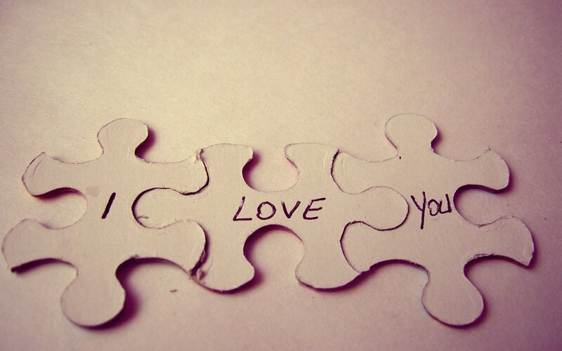 Puzzle Pieces with Text — White, Sentimental