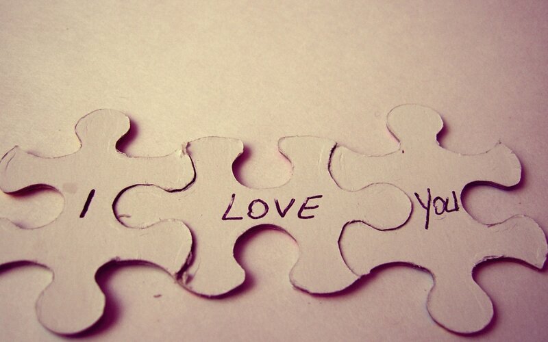 Puzzle Pieces with Text — White
