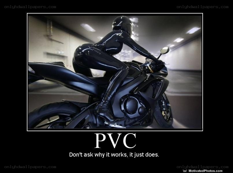 PVC suit on motorcycle