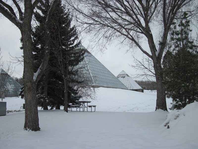 Pyramid Buildings in Snow
