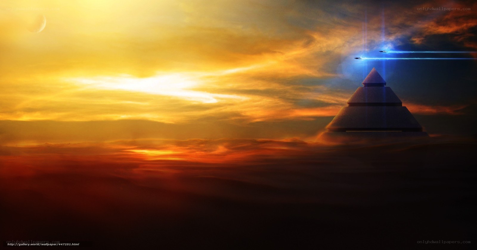 Pyramid in a surreal sky