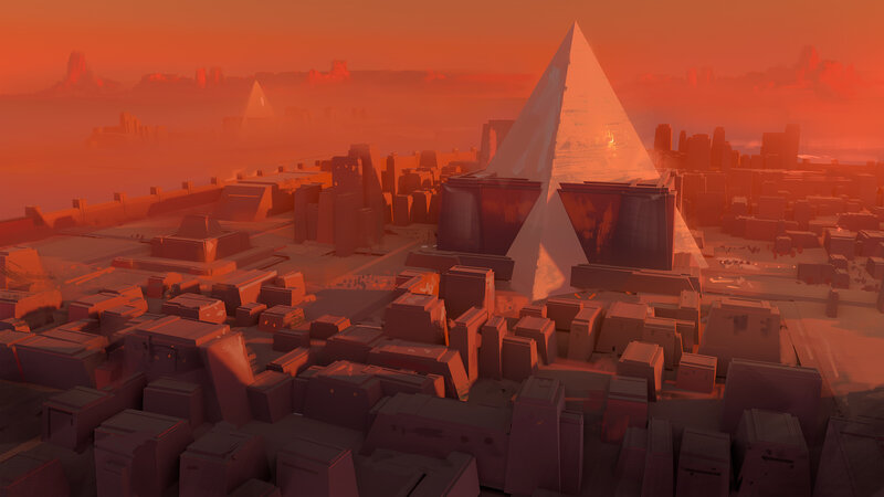 Pyramid in Cityscape