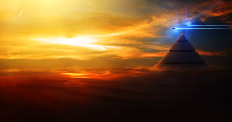 Pyramid in Clouds — Yellow, Dramatic