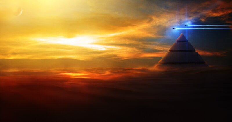 Pyramid in Clouds — Yellow