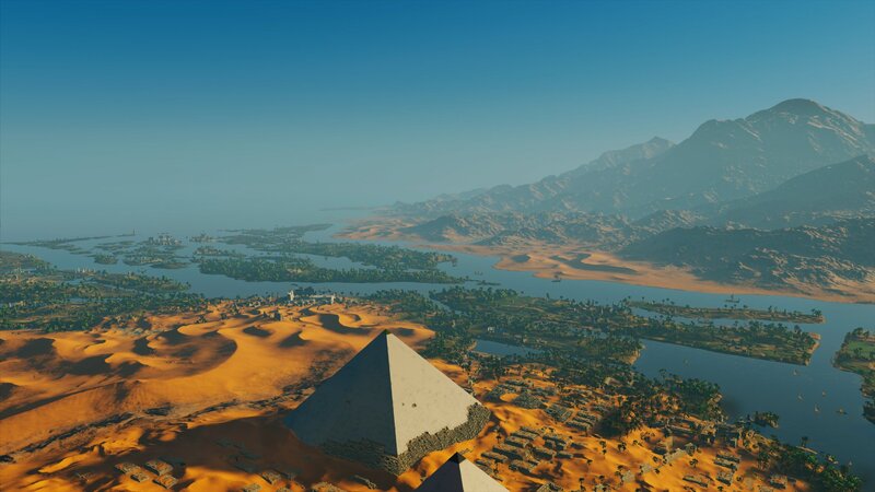 Pyramid in Desert — Blue, Serene