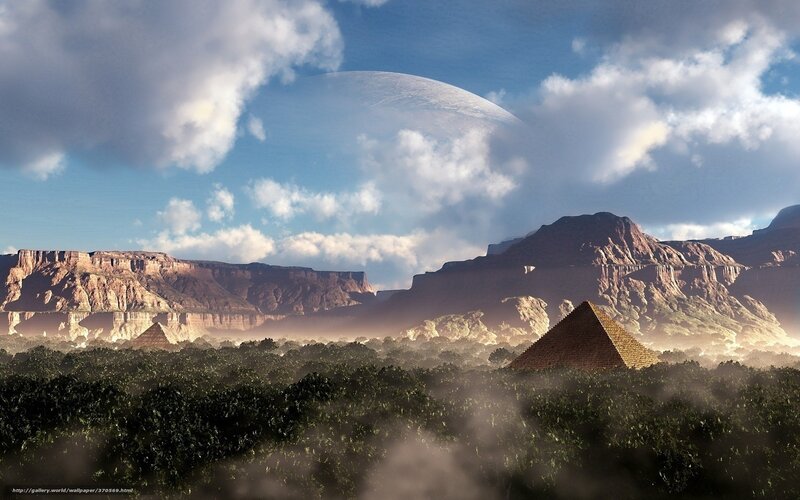 Pyramid in Desert Landscape