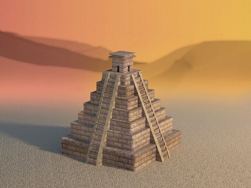 Pyramid in Desert — Orange, Serene