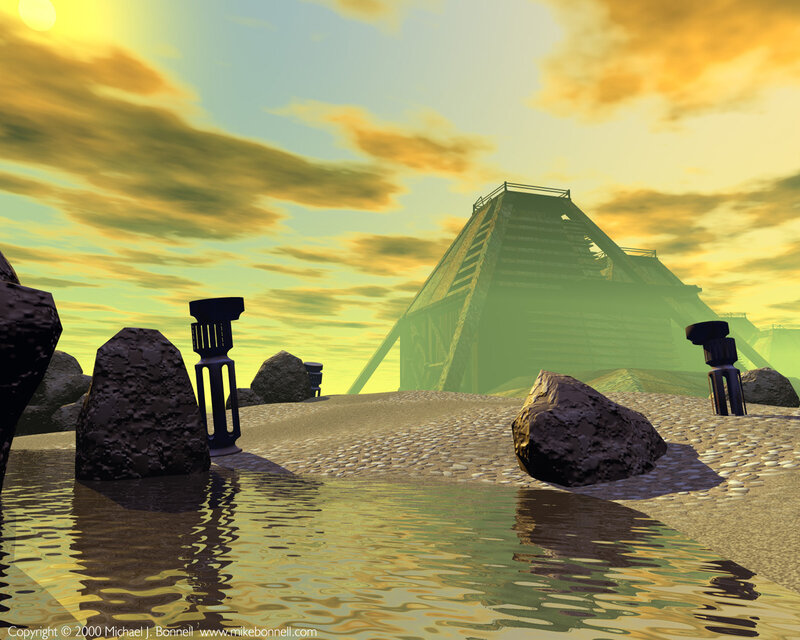 Pyramid in Desert — Yellow, Serene