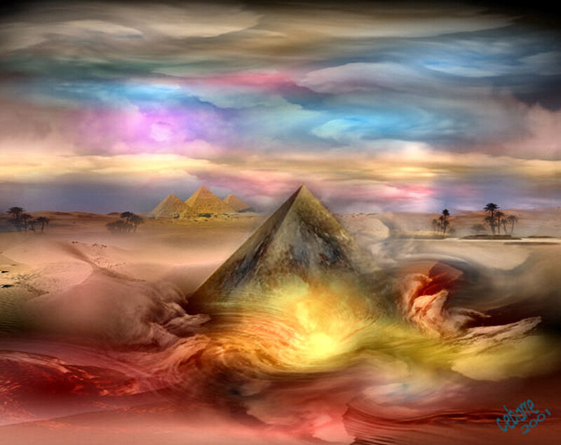 Pyramid in Desert — Yellow