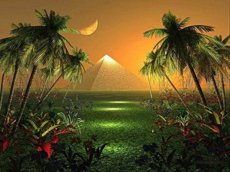 Pyramid in Tropical Landscape