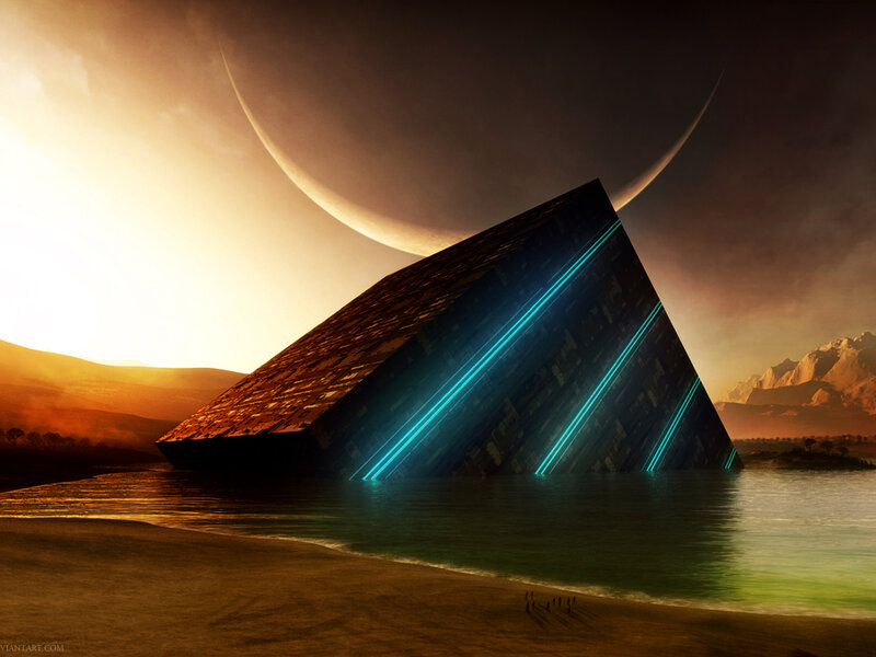 Pyramid in Water — Orange, Dramatic