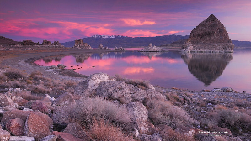 Pyramid Lake at Sunset
