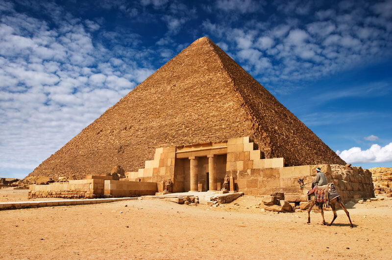 Pyramid of Giza with camel