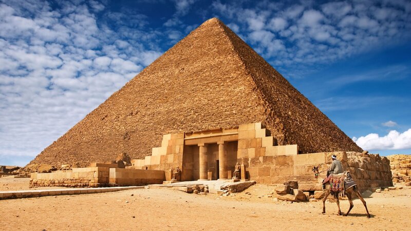 Pyramid of Giza with camel