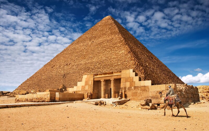 Pyramid of Giza with camel