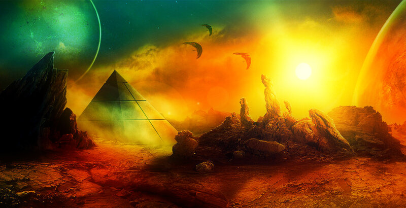 Pyramid on Alien Planet — Orange